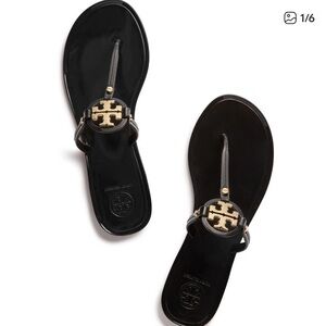 Tory Burch mini miller jelly thong Black Sandals gold logo 8